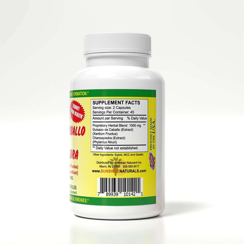 Sunshine Naturals ingredientes chancapiedra y guisazo resaltando pureza