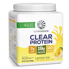 Sunwarrior envase frontal mostrando tamaño y sabor Lemon Ice, ideal para hidratación rápida