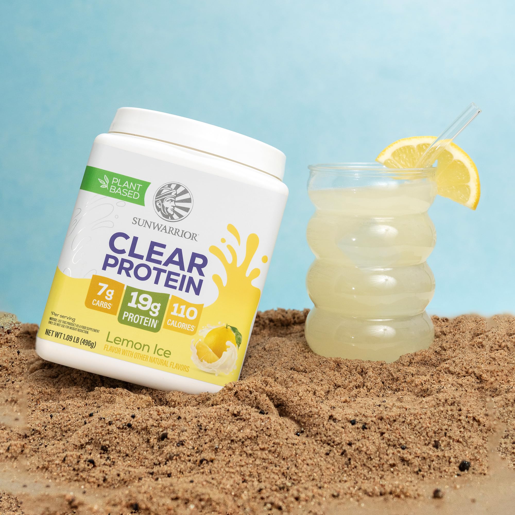 Sunwarrior etiqueta de ingredientes enfocada, ingredientes simples y transparentes