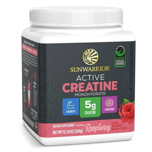 Sunwarrior envase frontal del suplemento creatina micronizada, claridad y confianza