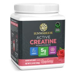 Sunwarrior envase frontal del suplemento creatina micronizada, claridad y confianza