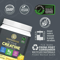 Batido mezclado con Sunwarrior creatina para preentreno, aportando energía y enfoque