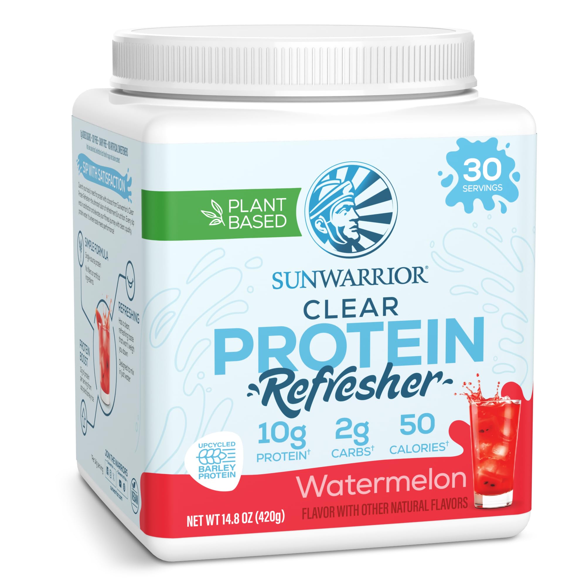 Sunwarrior envase frente mostrando etiqueta y beneficios refrescantes