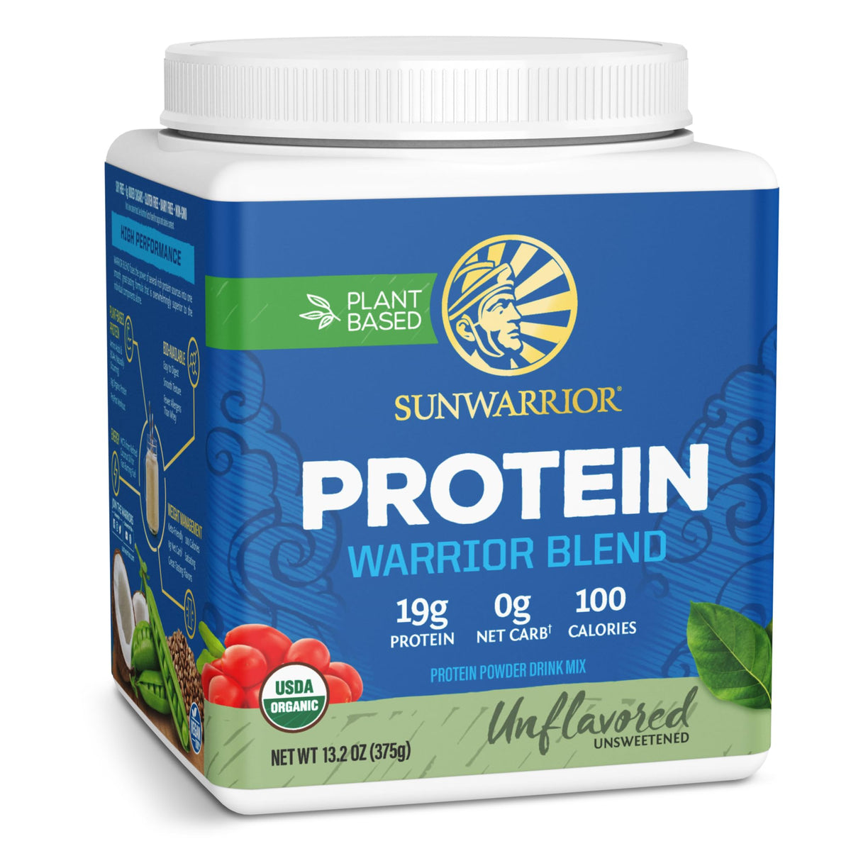 Sunwarrior envase frontal mostrando diseño y raciones