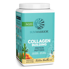 Sunwarrior envase frontal sabor vainilla mostrando diseño y beneficios