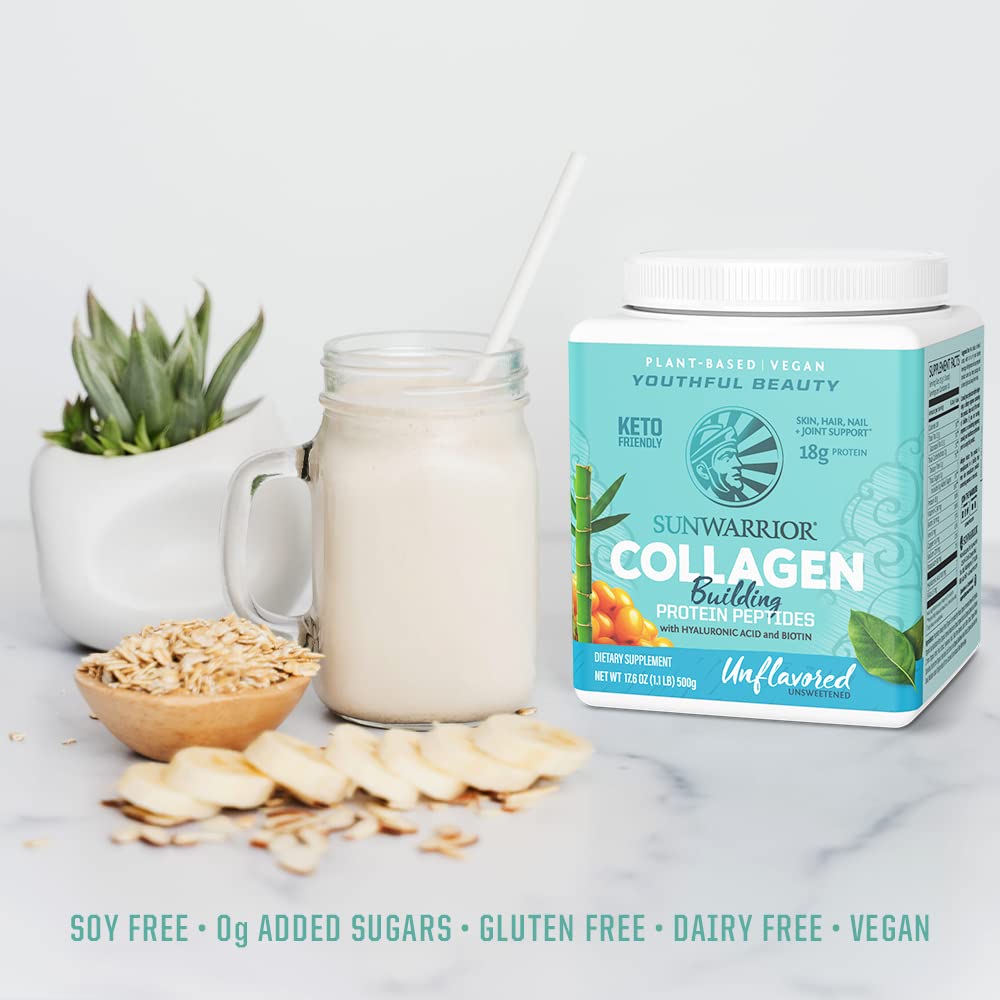 Sunwarrior etiqueta de ingredientes mostrando péptidos, biotina y vitamina C