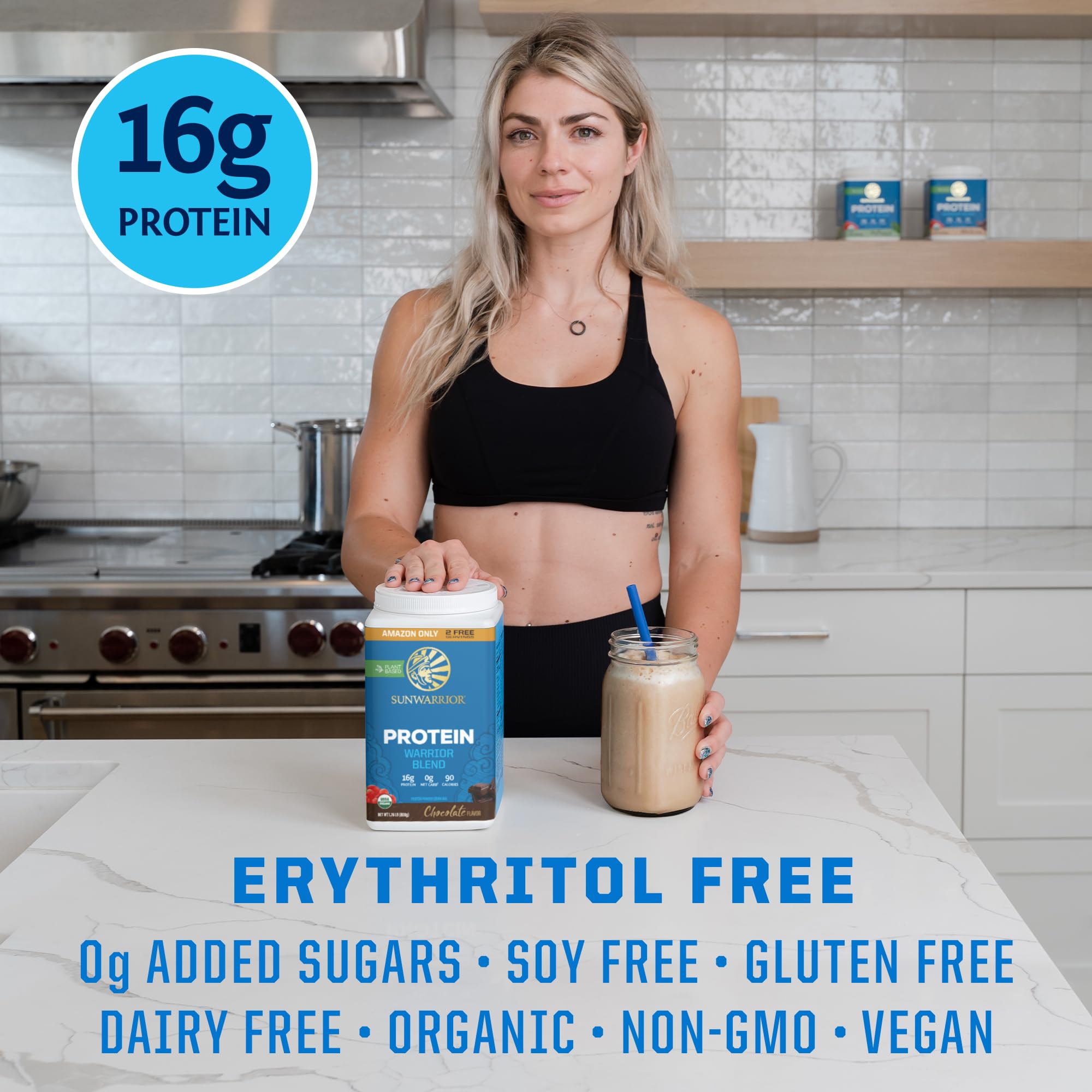 Sunwarrior etiqueta nutricional con ingredientes y pruebas de calidad