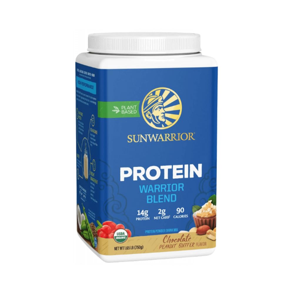Sunwarrior primer plano de semillas y guisantes como fuentes proteicas naturales