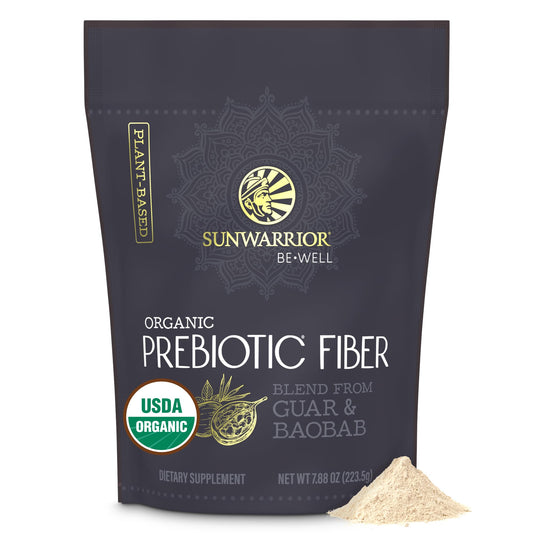 Sunwarrior frente del empaque mostrando la bolsa y la cantidad, beneficio portabilidad