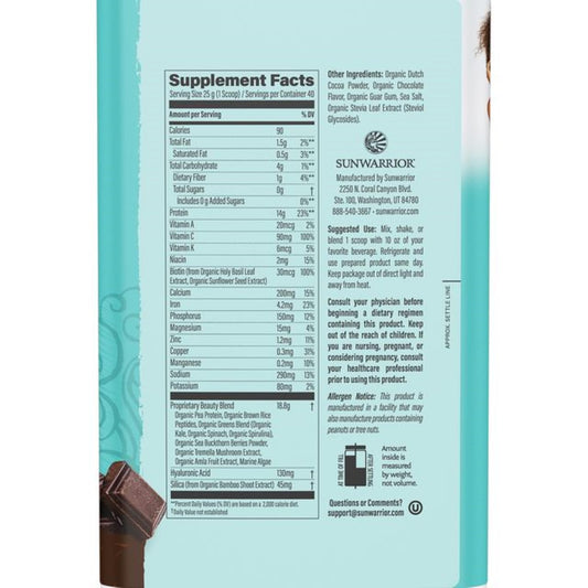 Sunwarrior polvo textura cacao cremoso para mezclas fáciles