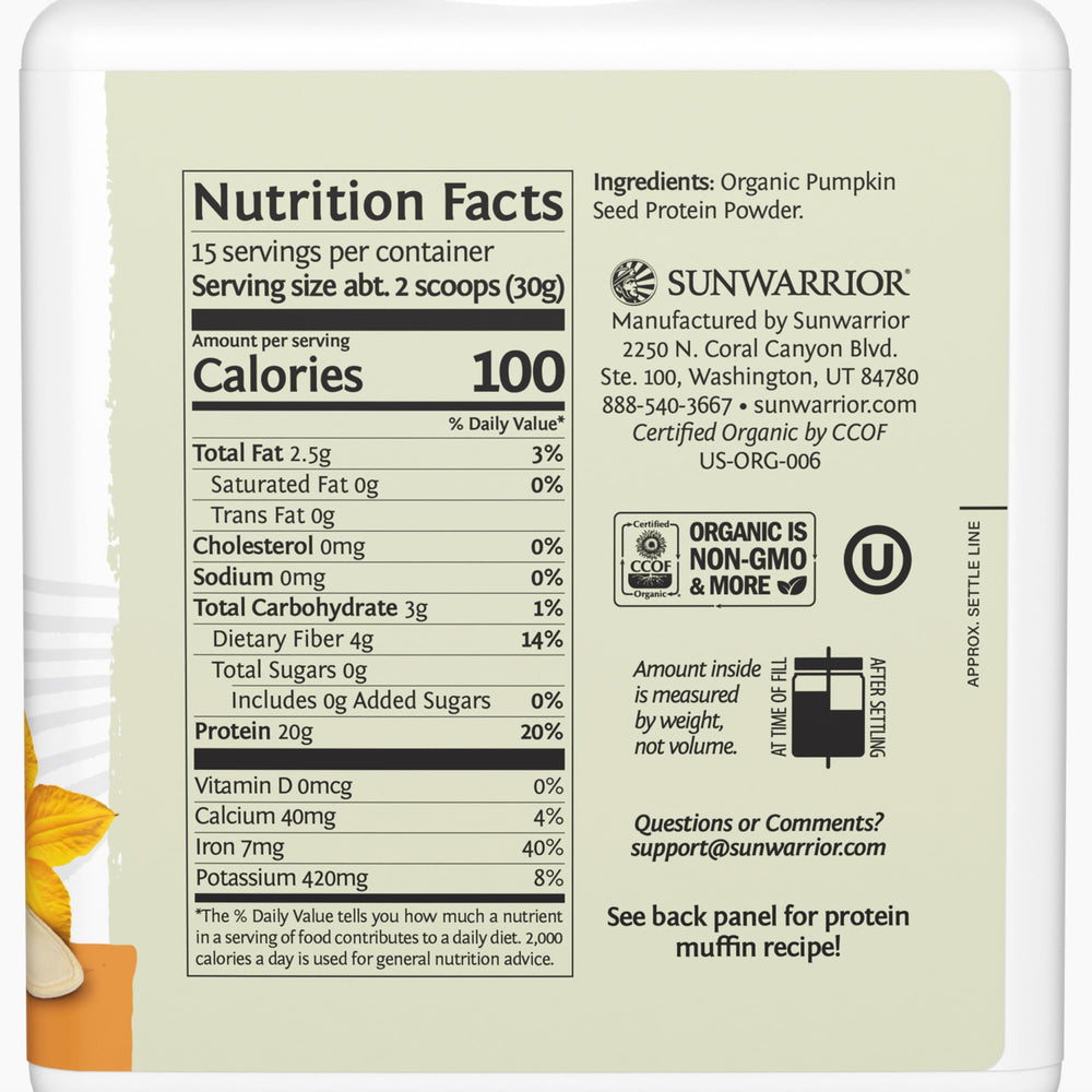Sunwarrior textura del polvo prensado en frío, contenido nutritivo preservado