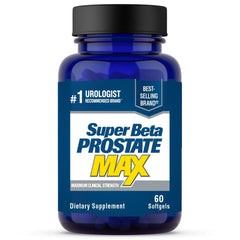 SUPER BETA PROSTATE Max frente del envase mostrando 60 cápsulas y confianza