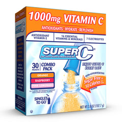Super C empaque frontal mostrando 30 sobres y conveniencia