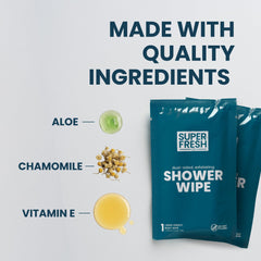Super & Fresh Co. etiqueta con aloe y vitamina E para cuidado de la piel