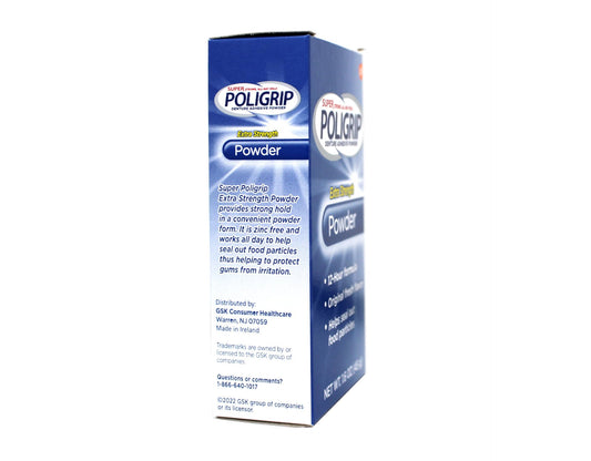 McKesson Super Poligrip polvo textura en primer plano para dosificación precisa