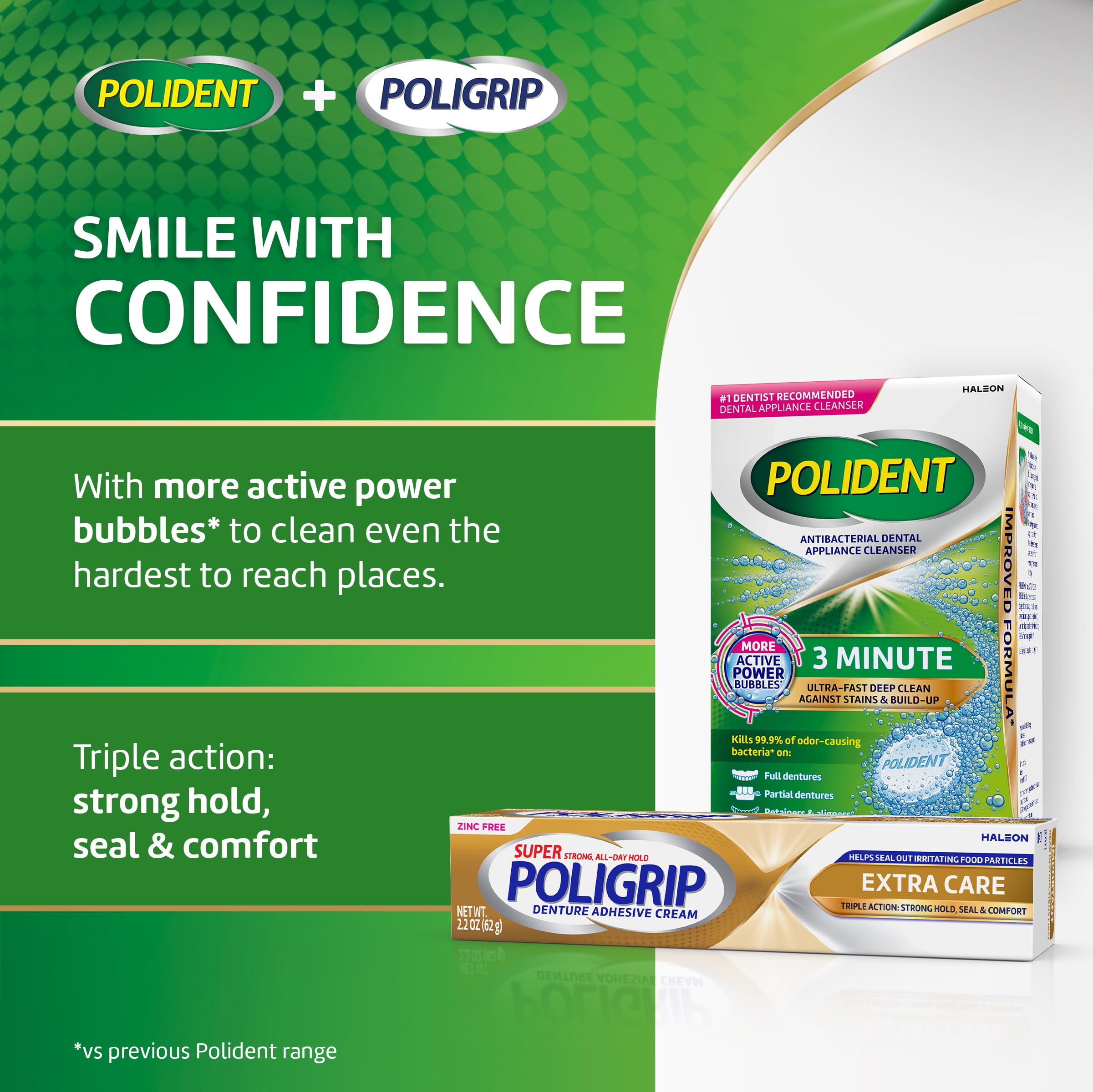 Super Poligrip base de la prótesis con crema formando sello