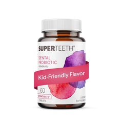 SUPER TEETH frasco frente mostrando 60 tabletas y diseño atractivo