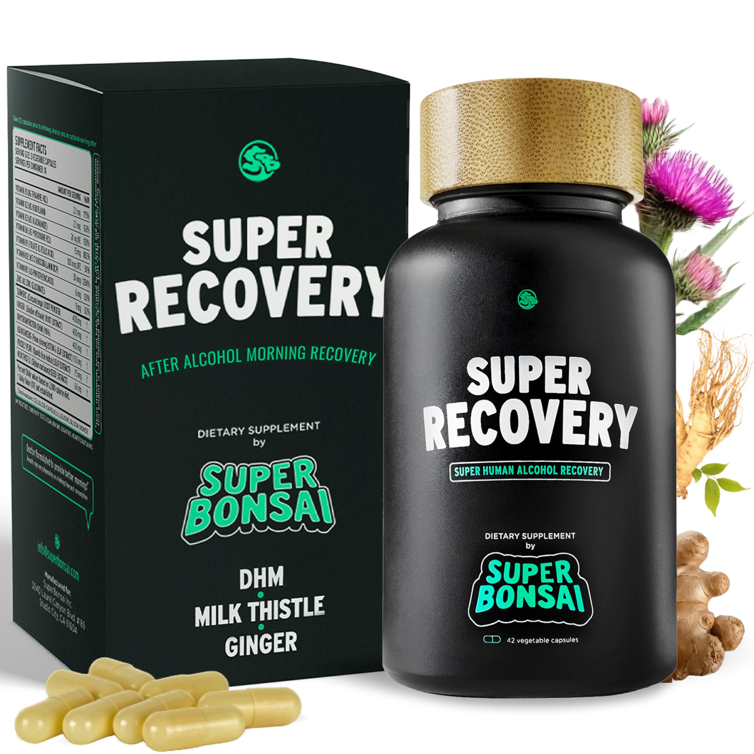 SuperBonsai frasco frontisl con etiqueta clara y beneficios visibles