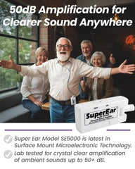SuperEar SE5000 sujeto al cinturón con clip para llevarlo seguro