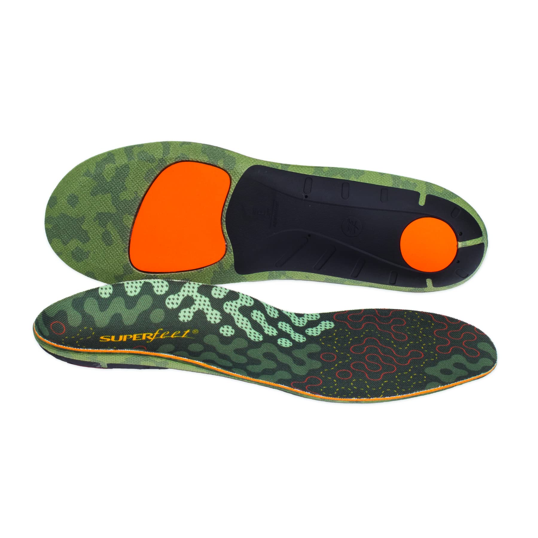 Superfeet Hike Cushion vista frontal del empaque mostrando el producto y beneficio de soporte