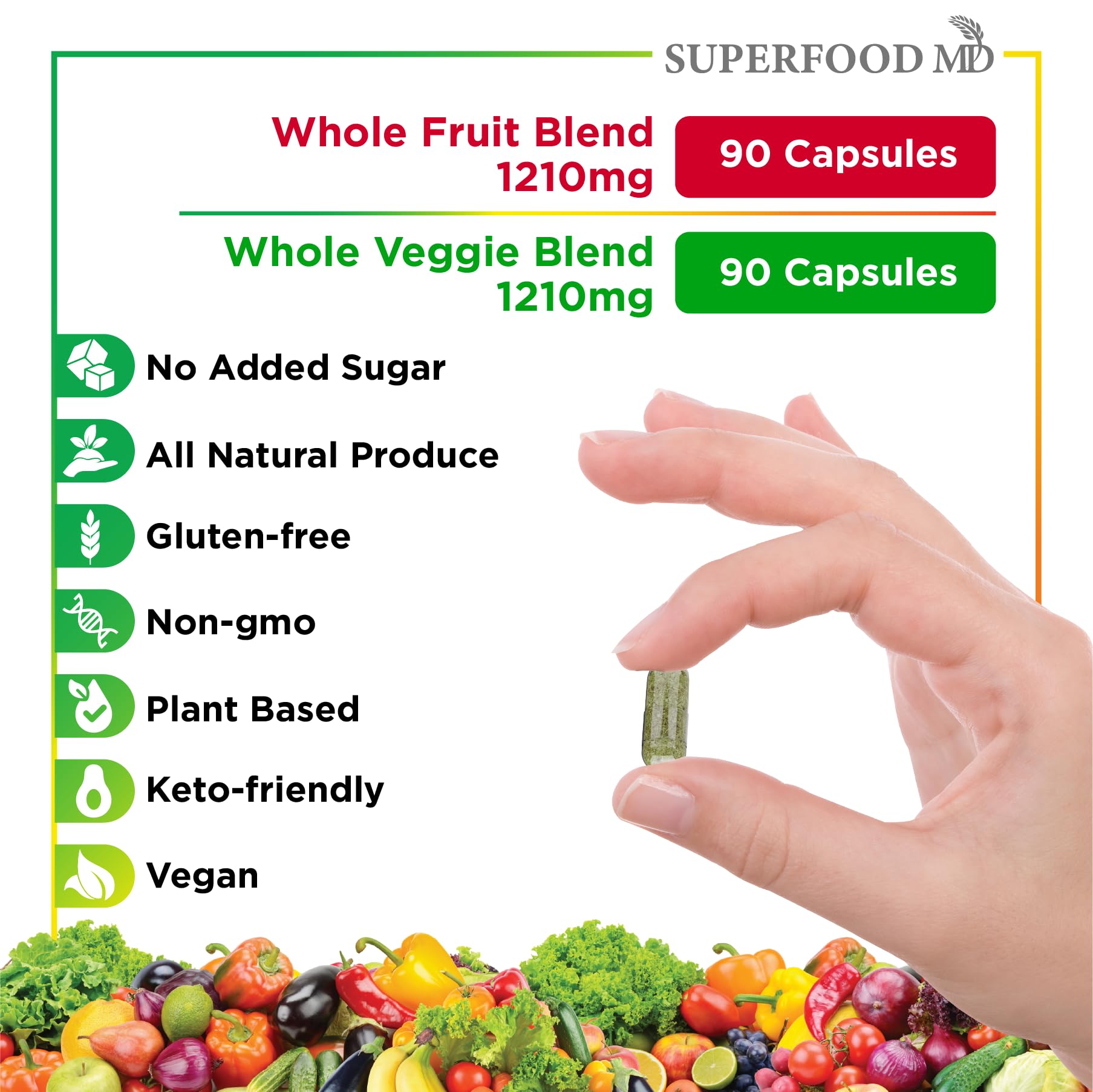 Superfood MD pack de dos botellas resaltando ahorro y suministro prolongado