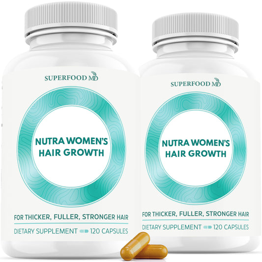 Superfood MD frasco frontal de Women's Balance mostrando marca y envase, promueve confianza