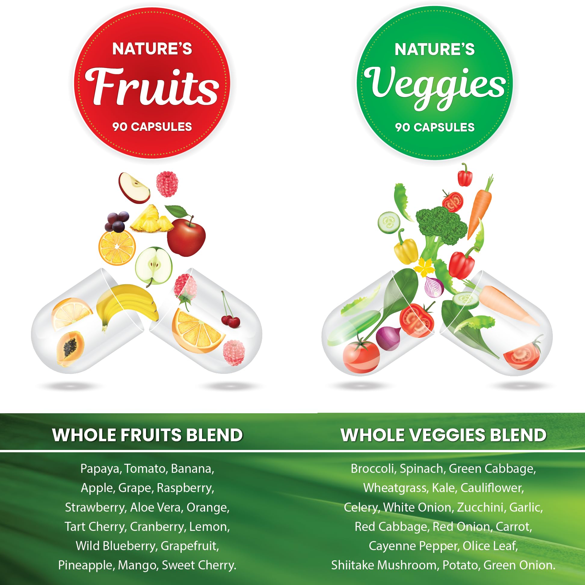 Superfood MD ingredientes frescos (frutas y verduras) que ilustran origen