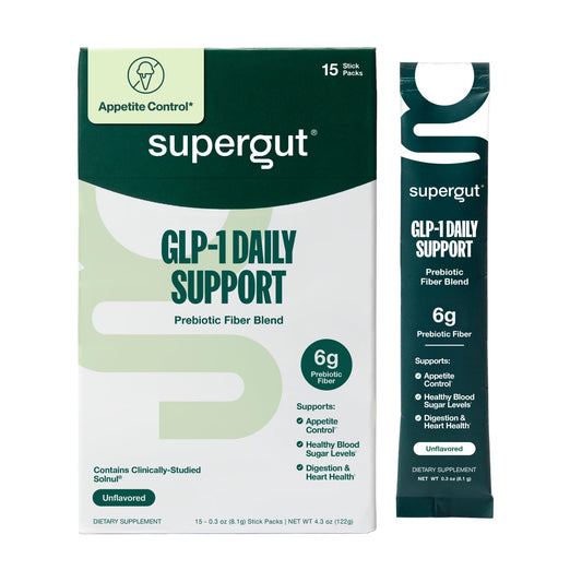 Supergut frente del empaque mostrando diseño y beneficios para la salud intestinal