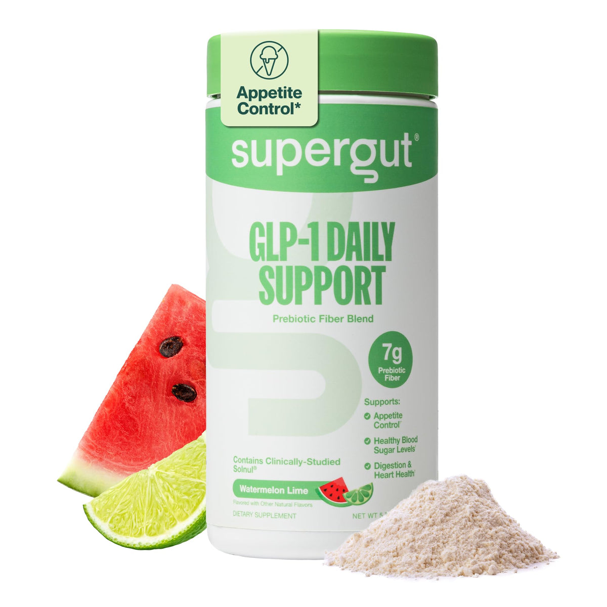 Supergut GLP1 frente del envase con sabor watermelon lime, presentación clara y atractiva