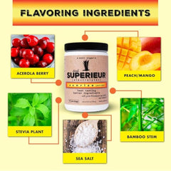 Superieur etiqueta de ingredientes en primer plano que destaca minerales y extractos