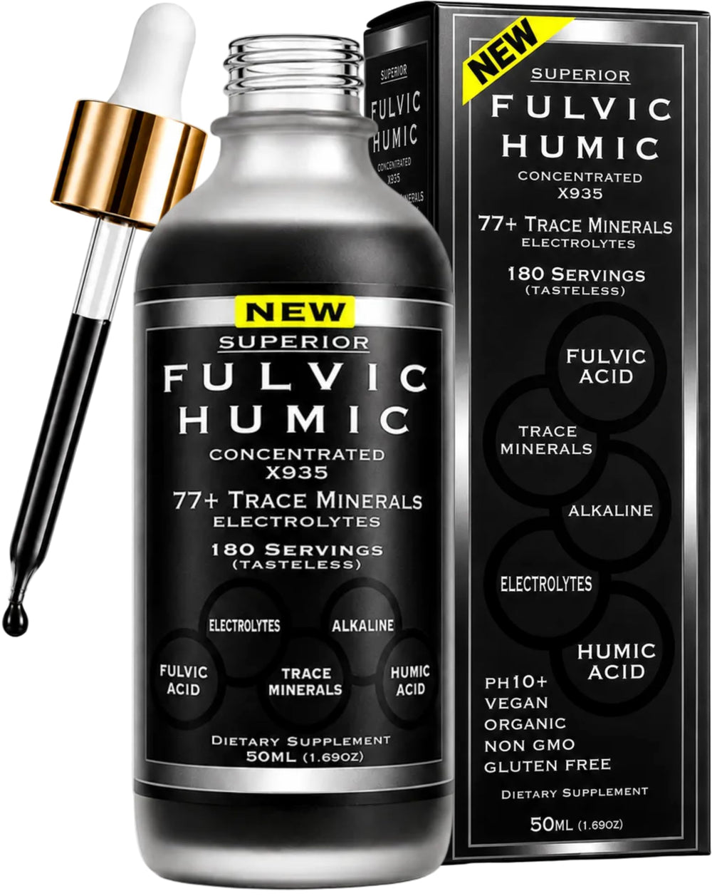 SUPERIOR FULVIC HUMIC X935 frasco frente mostrando diseño y confianza