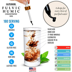 SUPERIOR FULVIC HUMIC X935 gotero en mano detalle para dosificación precisa
