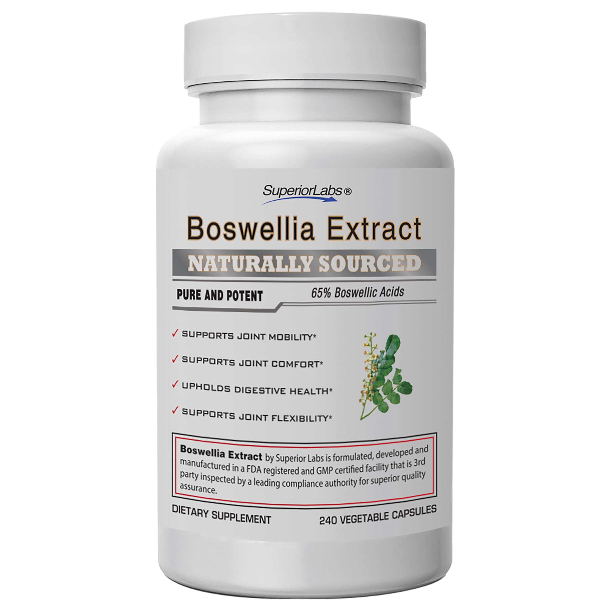 Superior Labs botella frontal mostrando 240 cápsulas y etiqueta clara beneficio de pureza