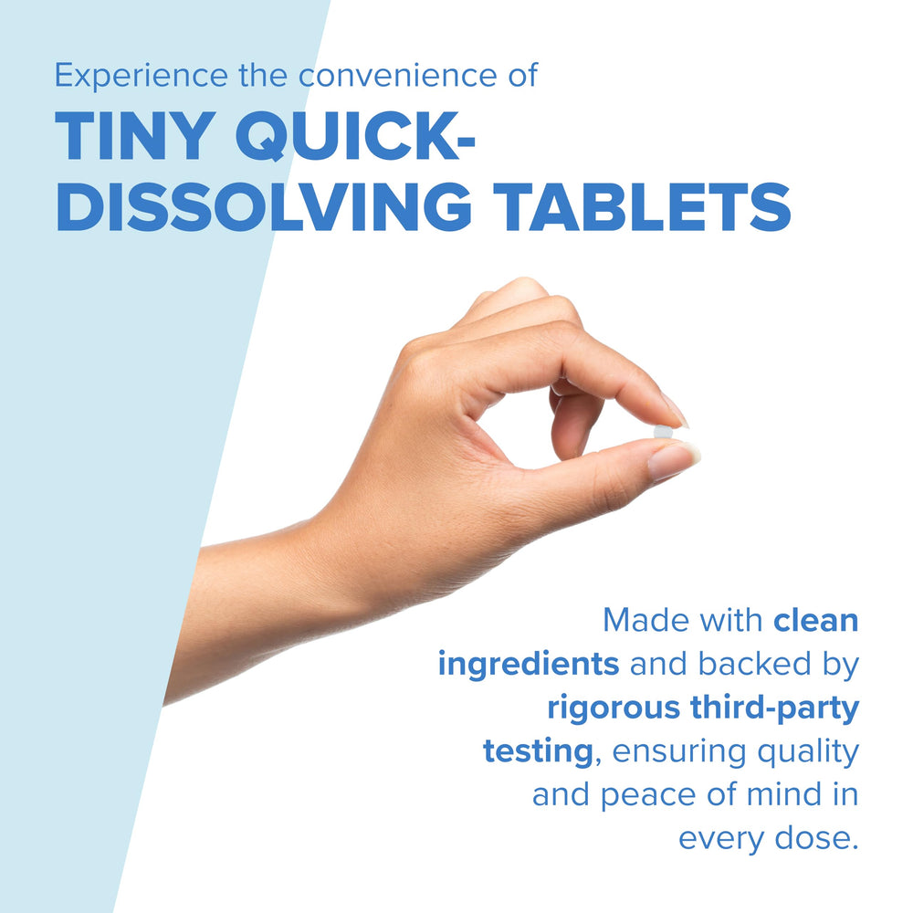Persona usando tabletas Superior Source disolviendo bajo la lengua para conveniencia