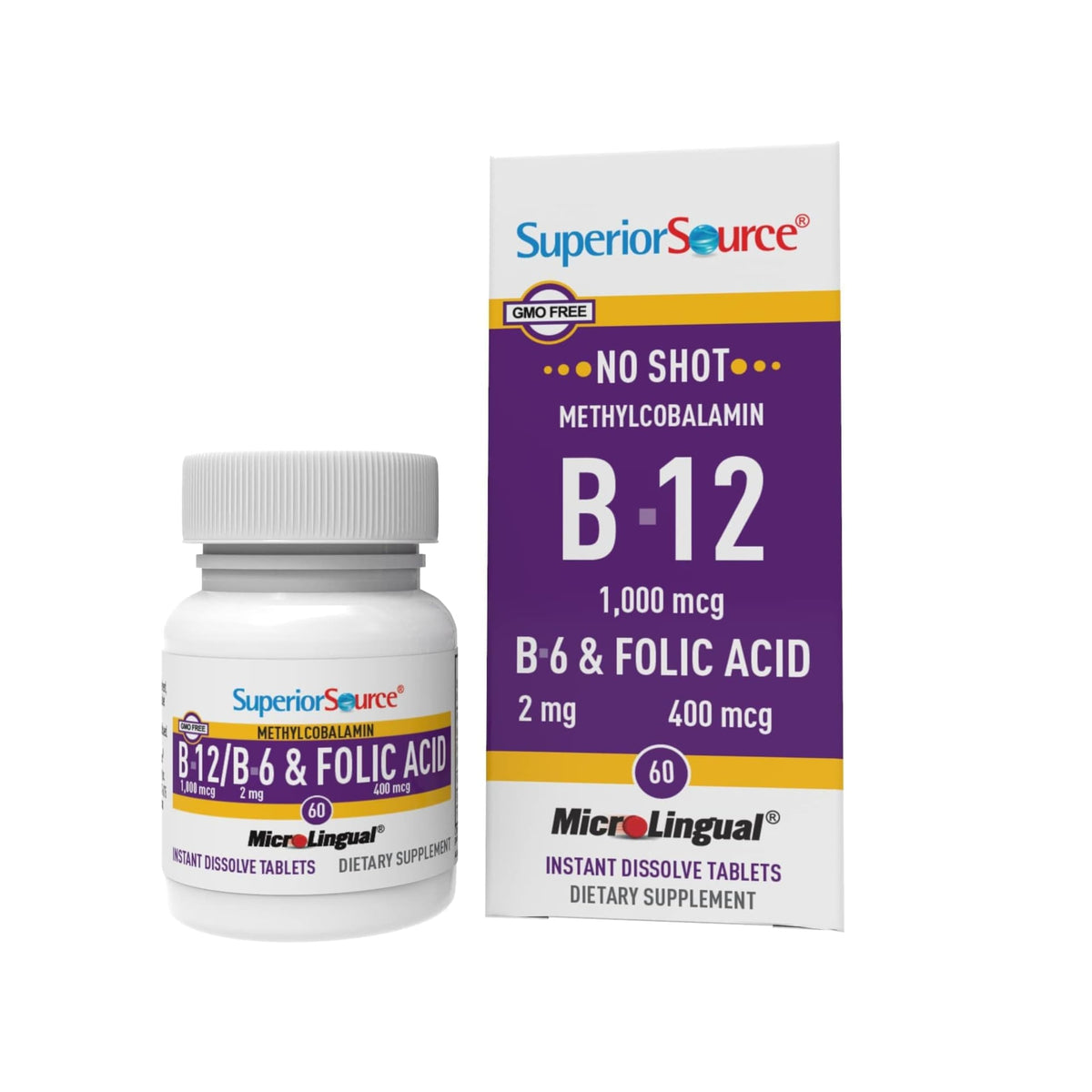 Superior Source frente del empaque mostrando 60 tabletas y beneficios