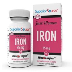 Superior Source envase frontal que muestra Just Women y beneficio de absorción rápida