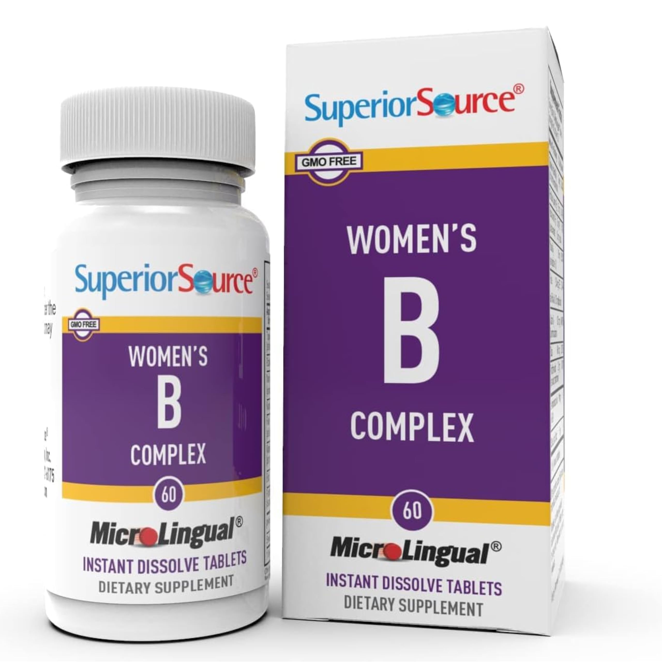 Superior Source frasco frontal del complejo B para mujeres, presentación clara y beneficios
