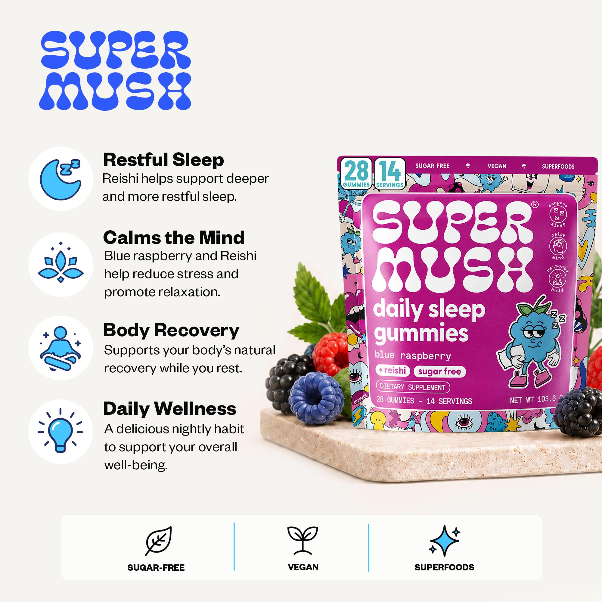 SuperMush ingredientes reishi y chaga en primer plano para potencia natural