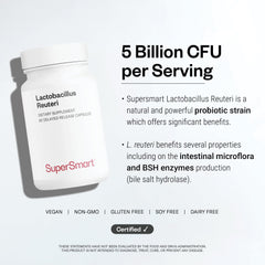 Supersmart etiqueta con información de Lactobacillus reuteri y dosificación