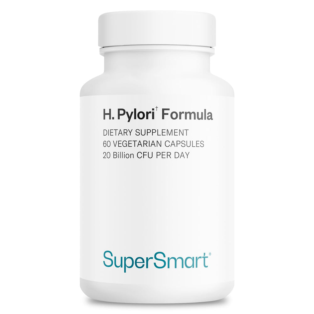 Supersmart H. Pylori Formula, botella para uso diario con posible apoyo a la digestión.