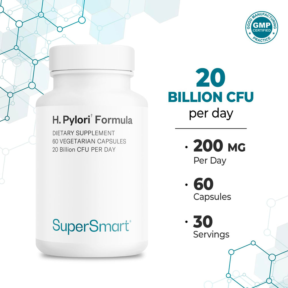 Supersmart H. Pylori Formula, ingredientes vegetales, libre de OGM.
