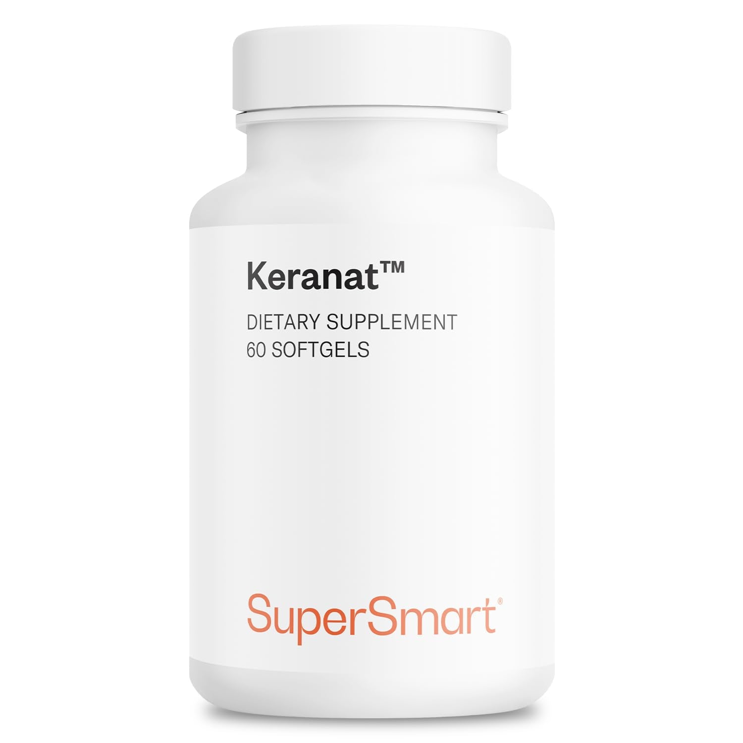 Supersmart Keranat frente del envase mostrando 60 softgels y marca, aporte de nutrientes