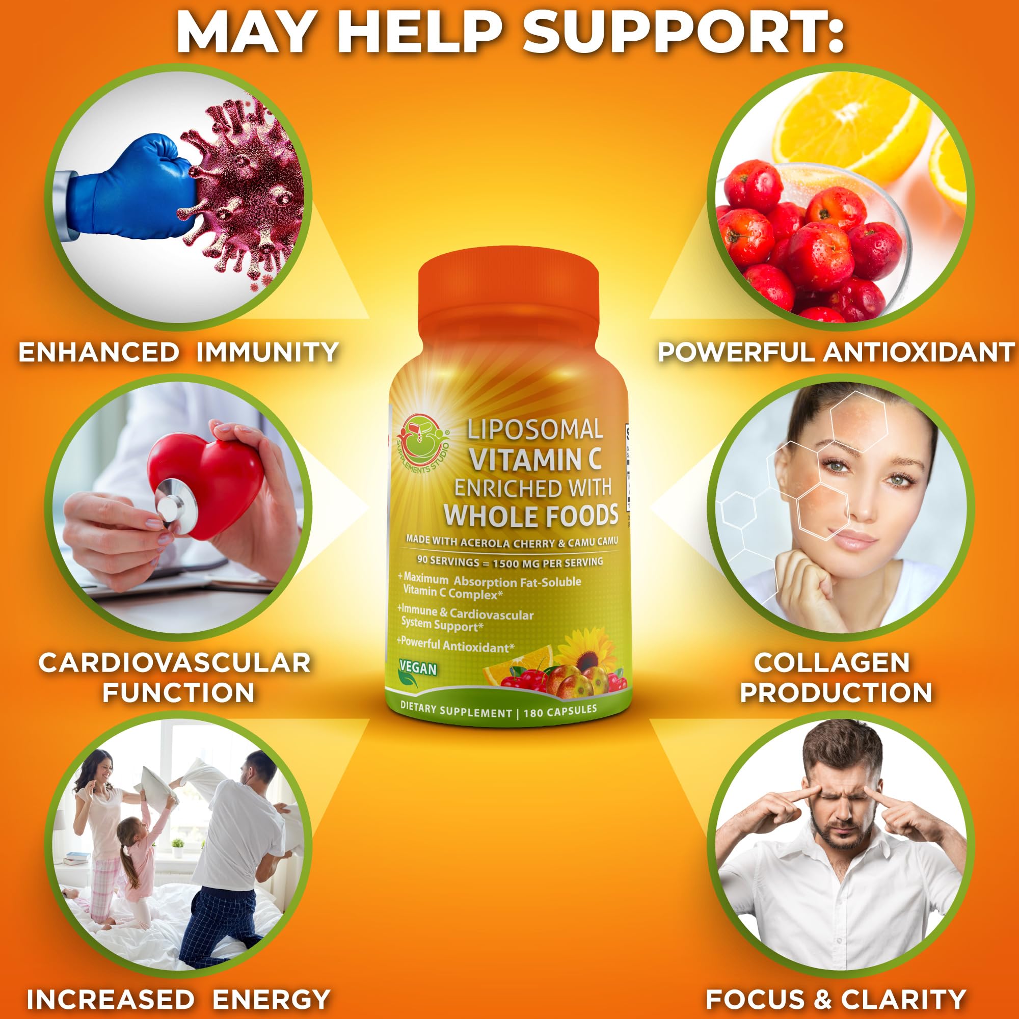 SUPPLEMENTS STUDIO cápsulas junto a desayuno saludable para uso diario fácil