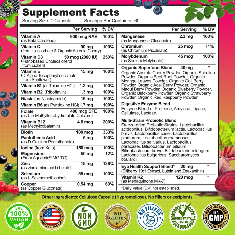 SUPPLEMENTS STUDIO etiqueta con información nutricional y pruebas de laboratorio