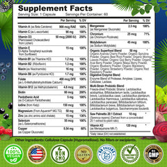 SUPPLEMENTS STUDIO etiqueta con datos nutricionales y control de calidad
