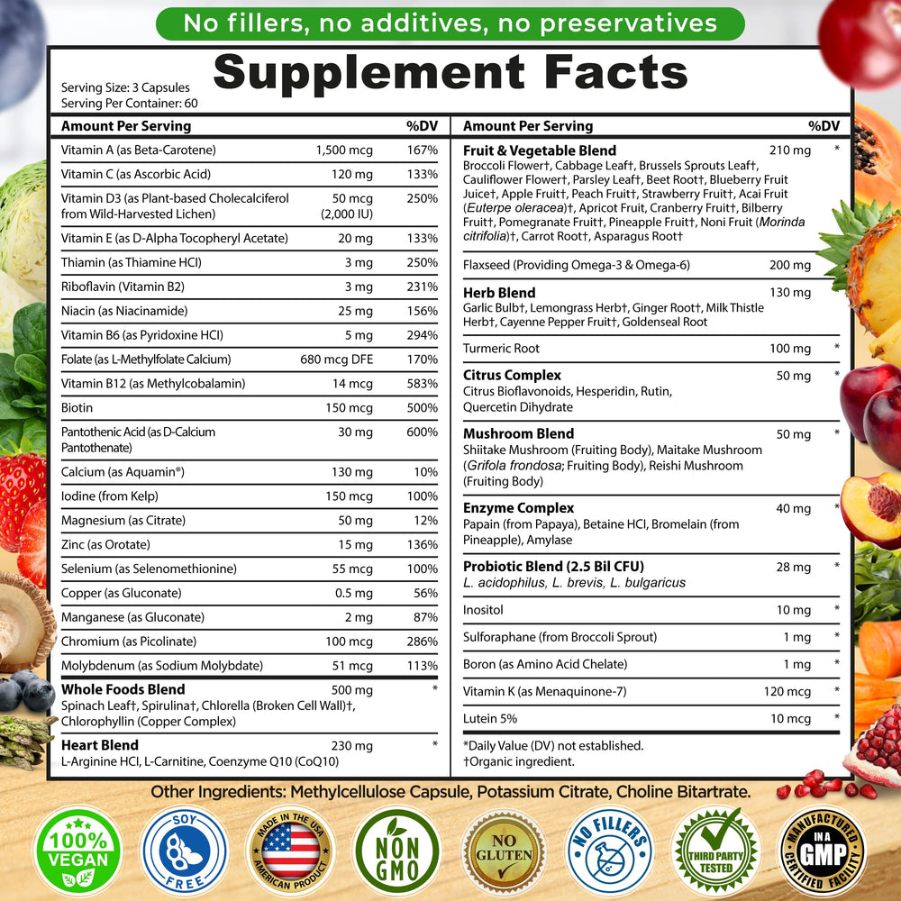 SUPPLEMENTS STUDIO etiqueta con lista de ingredientes y pruebas de calidad visibles