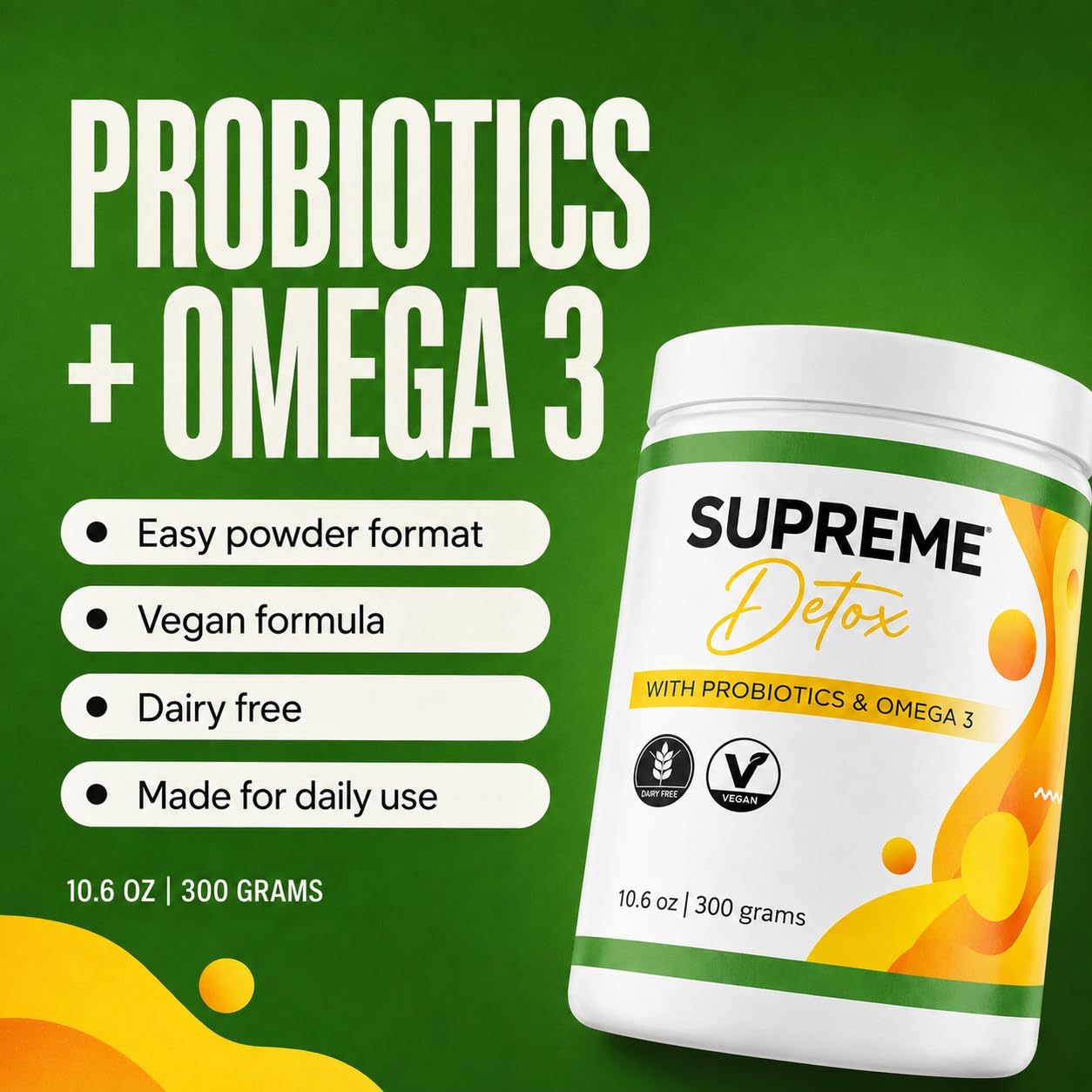 Supreme Detox etiqueta nutricional enfocada, información clara para el usuario