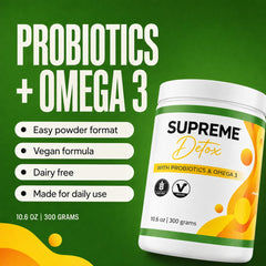 Supreme Detox etiqueta nutricional enfocada, información clara para el usuario