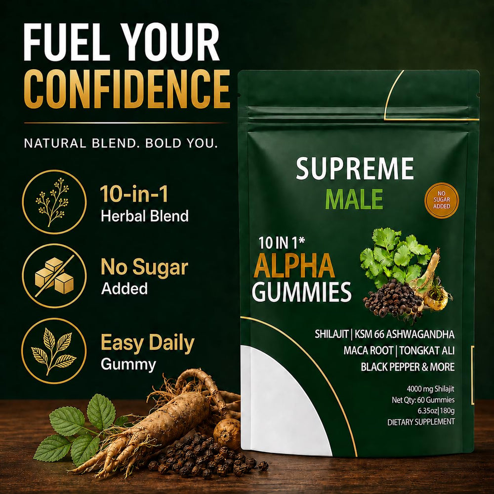 SUPREME MALE etiqueta detalle ingredientes y beneficios claros