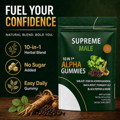 SUPREME MALE etiqueta detalle ingredientes y beneficios claros